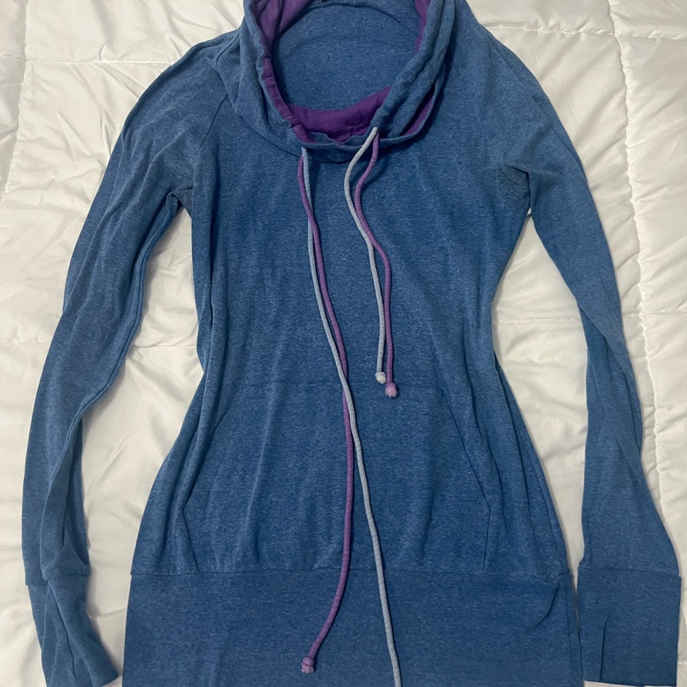 PattyBoutik Blue and Purple Cowl Neck Top